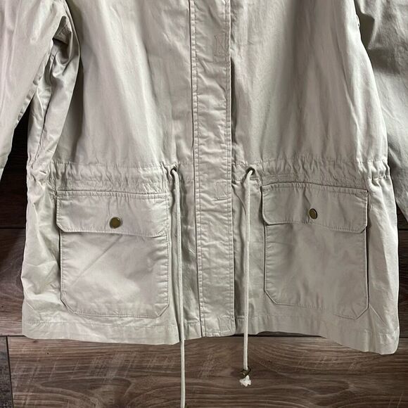 BASIC EDITION Khaki Outdoor Utility Jacket Drawstring Waist Deep Pockets Size L - Picture 4 of 7